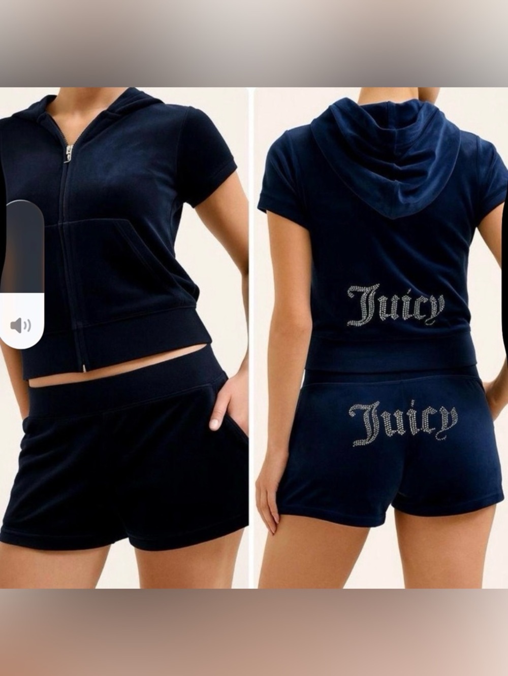 Juicy Couture Navy Velour Set with Sparkle Logo